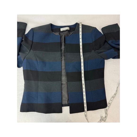 Tahari ASL Blazer Jacket Chic Black Blue Stripe Long Sleeve Plus Women's Size 16 - Picture 4 of 9